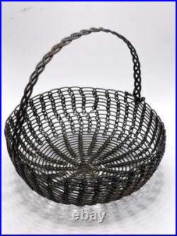 RARE Vintage Native American Tohono O'odham Baling Wire Basket Handled T. O. Nice