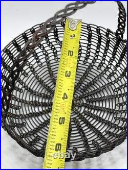 RARE Vintage Native American Tohono O'odham Baling Wire Basket Handled T. O. Nice