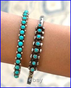 RARE Vintage Native American Zuni PAM MAHOOTY Turquoise Sterling silver Bracelet