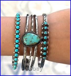 RARE Vintage Native American Zuni PAM MAHOOTY Turquoise Sterling silver Bracelet