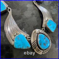 RARE Vintage Navajo Sky Blue Kingman Turquoise Sterling Necklace Signed BGY