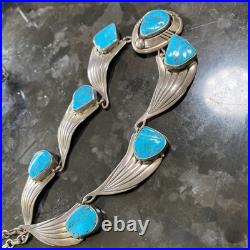 RARE Vintage Navajo Sky Blue Kingman Turquoise Sterling Necklace Signed BGY RARE Vintage Navajo Sky Blue Kingman Turquoise Sterling Necklace Signed BGY