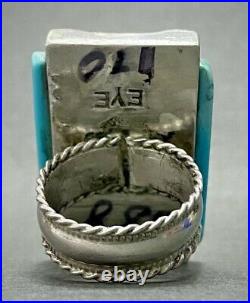 RARE Vintage Navajo Sterling Silver Turquoise Micro Inlay Ring HIGHLY DETAILED