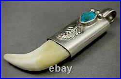 RARE Vintage Navajo Sterling Silver Turquoise Pendant WOW