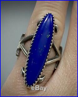 RARE Vintage Navajo Tommy Jackson Sterling Silver Sand Cast Gem Grade Lapis Ring