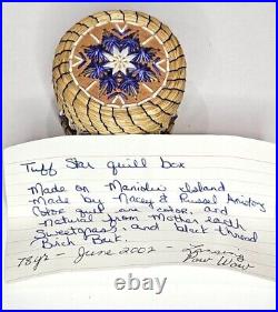 RARE Vintage Ojibway Native American Porcupine Quill Birch Box Signed 2002