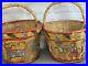 RARE-Vintage-Pair-of-Native-American-Straw-Basket-Polychrome-Bull-Horse-Birds-01-nb