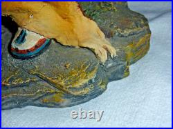 RARE Vintage Sculpture Native American Indian Warrior W Buffalo War Robe