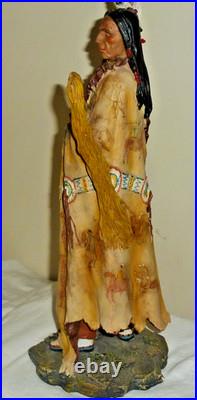 RARE Vintage Sculpture Native American Indian Warrior W Buffalo War Robe