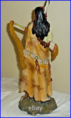 RARE Vintage Sculpture Native American Indian Warrior W Buffalo War Robe