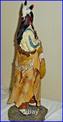 RARE Vintage Sculpture Native American Indian Warrior W Buffalo War Robe