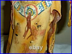 RARE Vintage Sculpture Native American Indian Warrior W Buffalo War Robe