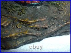 RARE Vintage Sculpture Native American Indian Warrior W Buffalo War Robe