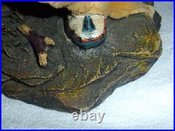 RARE Vintage Sculpture Native American Indian Warrior W Buffalo War Robe