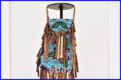 RARE Vintage Sioux beaded Strike-a-lite bag Native American Pouch BLUE