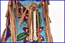 RARE Vintage Sioux beaded Strike-a-lite bag Native American Pouch BLUE