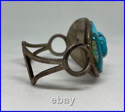 RARE Vintage Sterling & Inlaid/Cornrow Turquoise 3D Cuff SIGNED Pete Sierra