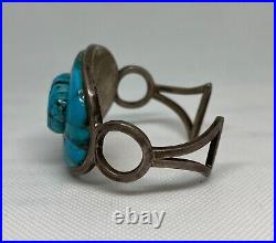 RARE Vintage Sterling & Inlaid/Cornrow Turquoise 3D Cuff SIGNED Pete Sierra