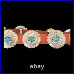 RARE Vintage Turquoise Sterling Silver Concho Belt Native American REAL DEAL