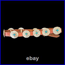 RARE Vintage Turquoise Sterling Silver Concho Belt Native American REAL DEAL