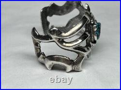 RARE Vintage Turquosie Sterling Silver NAVAJO Bangle Bracelet Signed A