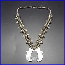 RARE Vintage ZUNI Sterling Silver RAINBOW MAN Inlay SQUASH BLOSSOM Necklace 82g