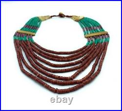 RARE! Vintage Zuni 1970's Multi-Stone Multi-Strand Heishi Necklace