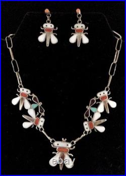 RARE Vintage Zuni Bee Necklace & Earrings by master silversmith SENSA EUSTACE