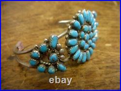 RARE Vintage Zuni L&L WEEBOTHEE (d.) Petit Point Turquoise Cluster Bracelet Cuff