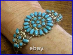 RARE Vintage Zuni L&L WEEBOTHEE (d.) Petit Point Turquoise Cluster Bracelet Cuff