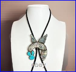 RARE Vtg Carol Kee Native American Navajo Sterling Silver Hummingbird Bolo Tie
