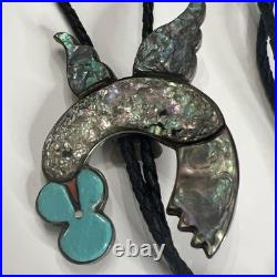 RARE Vtg Carol Kee Native American Navajo Sterling Silver Hummingbird Bolo Tie