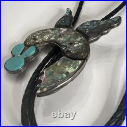 RARE Vtg Carol Kee Native American Navajo Sterling Silver Hummingbird Bolo Tie