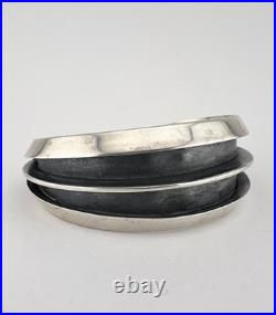 RARE Vtg Frank Patania Anglo Native American Sterling Silver Row Cuff Bracelet