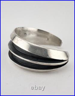 RARE Vtg Frank Patania Anglo Native American Sterling Silver Row Cuff Bracelet