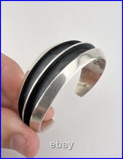 RARE Vtg Frank Patania Anglo Native American Sterling Silver Row Cuff Bracelet