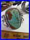 RARE-WOW-ANTIQUE-NAVAJO-STERLING-FRED-HARVEY-CUFF-HUGE-TURQUOISE-8-50grms-01-xung