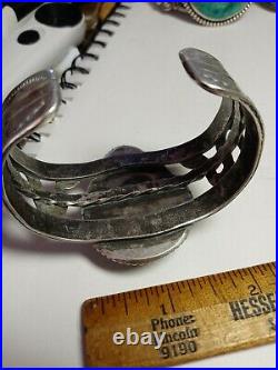 RARE WOW ANTIQUE NAVAJO STERLING FRED HARVEY SNAKE CUFF TURQUOISE old stone