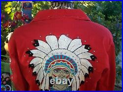 RARE WOW Western Cactus Teepee Indian Chief Headdress Crystal Embroidered Jacket