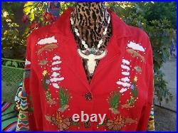 RARE WOW Western Cactus Teepee Indian Chief Headdress Crystal Embroidered Jacket