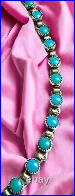 RARE Zuni Sterling Silver Snake Eye Turquoise 14 Necklace Choker RARE