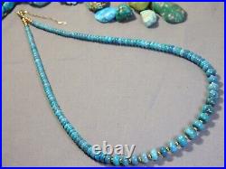 RARE grdAAAAA Orville JacK BLUE RIDGE TURQUOISE 10K GOLD 22-24.5 Necklace