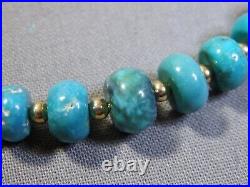 RARE grdAAAAA Orville JacK BLUE RIDGE TURQUOISE 10K GOLD 22-24.5 Necklace