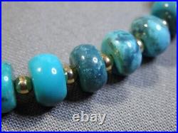 RARE grdAAAAA Orville JacK BLUE RIDGE TURQUOISE 10K GOLD 22-24.5 Necklace