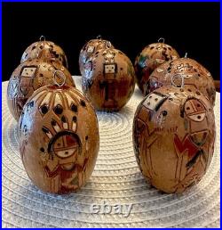 RARE (set of 8) Native American Navajo Irene/Ken White Pottery Ornaments -Signed