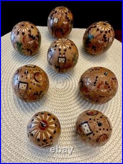 RARE (set of 8) Native American Navajo Irene/Ken White Pottery Ornaments -Signed