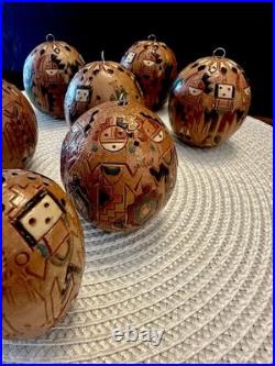 RARE (set of 8) Native American Navajo Irene/Ken White Pottery Ornaments -Signed