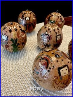 RARE (set of 8) Native American Navajo Irene/Ken White Pottery Ornaments -Signed