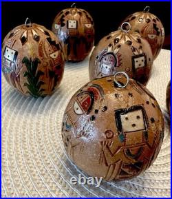 RARE (set of 8) Native American Navajo Irene/Ken White Pottery Ornaments -Signed