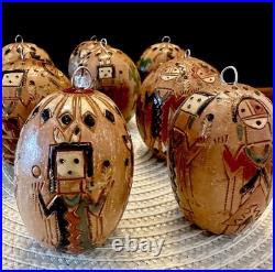 RARE (set of 8) Native American Navajo Irene/Ken White Pottery Ornaments -Signed